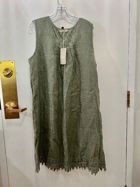 NWT Bellambra Eyelet Back Lace Dress Plus Size 2X Made In Italy Sleeveless